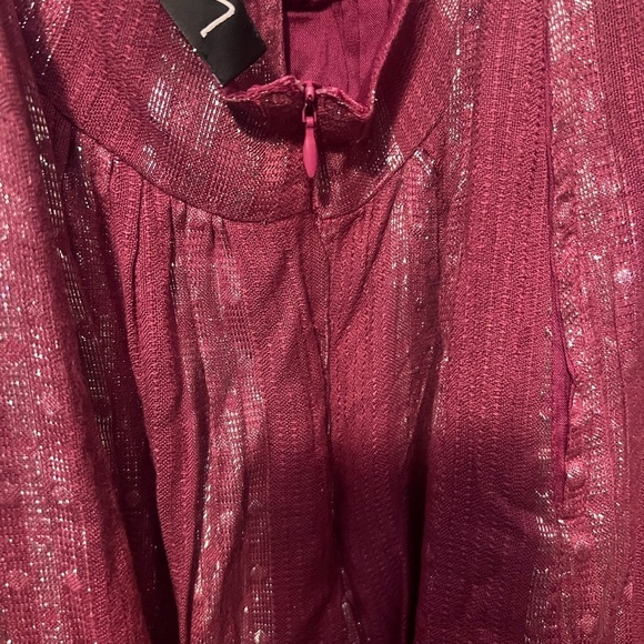 Lulus Womens Charlize Magenta Silver Striped Halter Midi Dress Medium - Picture 5 of 6